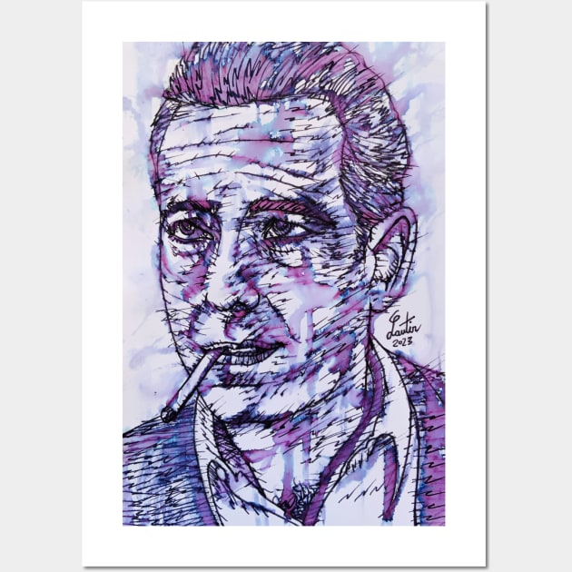 HUMPHREY BOGART watercolor and ink portrait .2 Wall Art by lautir